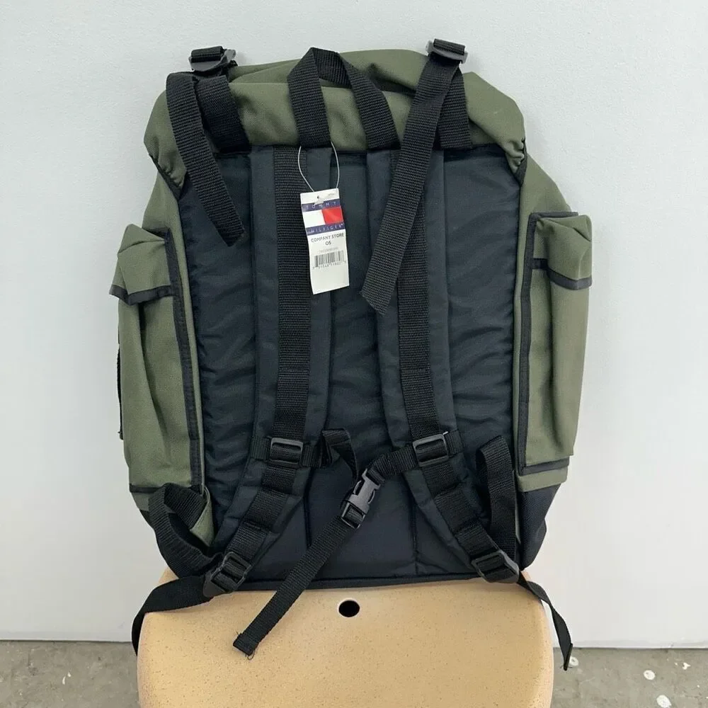 Tommy Hilfiger Unisex Vintage Y2K 90s Army Olive Green Hiking Backpack